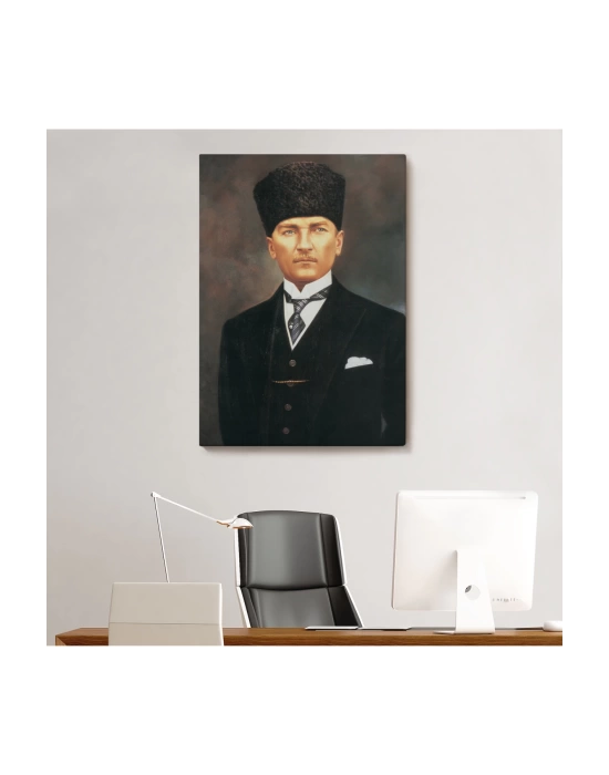 Atatürk Portre Tablosu Mustafa Kemal Atatürk Dikdörtgen Dekoratif Kanvas Tablo-CÖ-65