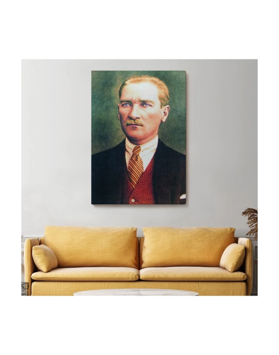 Atatürk Portre Tablosu Mustafa Kemal Atatürk Dikdörtgen Dekoratif Kanvas Tablo-CS-69