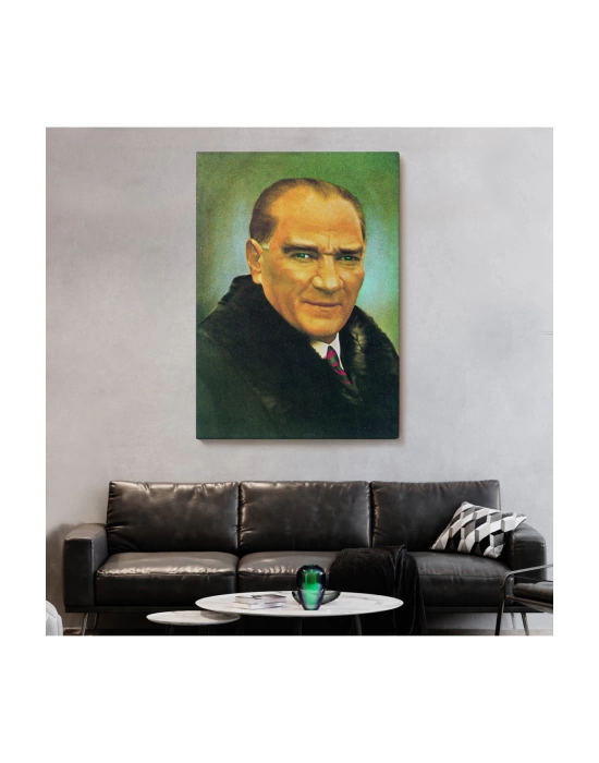 Atatürk Portre Tablosu Mustafa Kemal Atatürk Dikdörtgen Dekoratif Kanvas Tablo-CŞ-70