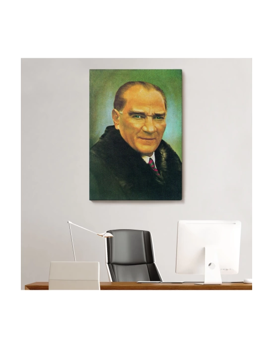 Atatürk Portre Tablosu Mustafa Kemal Atatürk Dikdörtgen Dekoratif Kanvas Tablo-CŞ-70