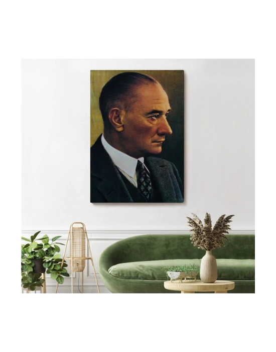 Atatürk Portre Tablosu Mustafa Kemal Atatürk Dikdörtgen Dekoratif Kanvas Tablo-DH-85