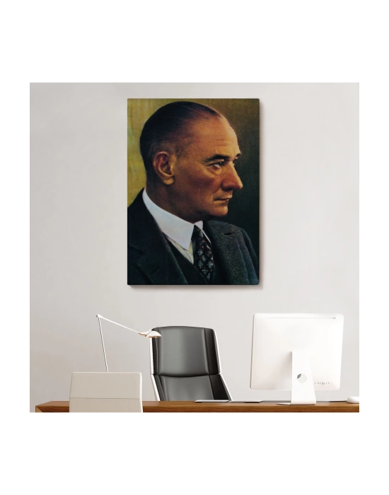 Atatürk Portre Tablosu Mustafa Kemal Atatürk Dikdörtgen Dekoratif Kanvas Tablo-DH-85