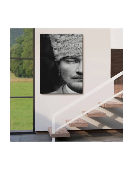 Atatürk Portre Tablosu Mustafa Kemal Atatürk Dikdörtgen Dekoratif Kanvas Tablo-FP-140