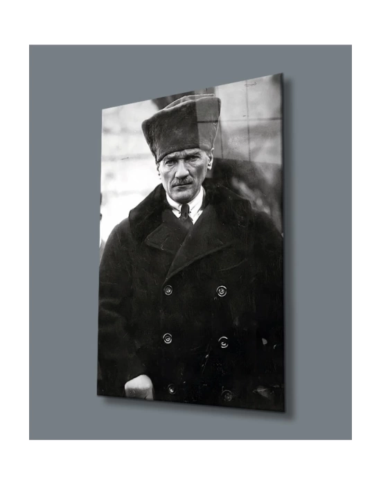 Atatürk Portresi Uv Baskılı Cam Tablo, Ev Ve Ofis Duvar Dekoru Hediyelik