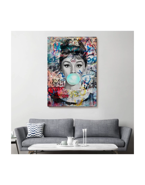 Audrey Hepburn Graffiti Pop Art Duvar Tablosu-6470