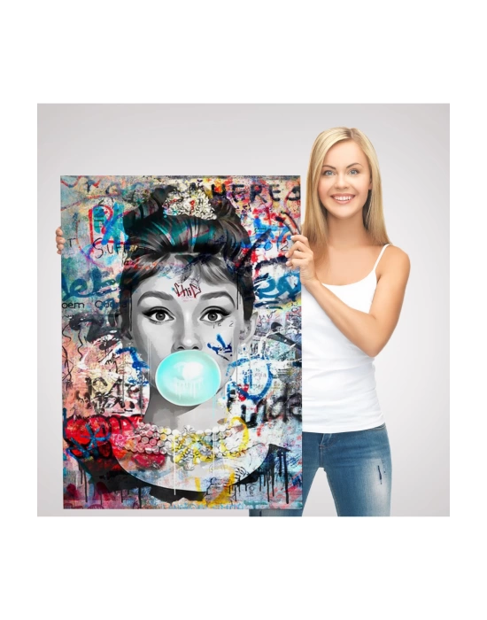 Audrey Hepburn Graffiti Pop Art Duvar Tablosu-6470