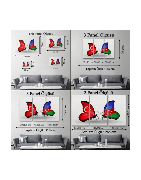 Azerbaycan Türkiye Dekoratif Kanvas Tablo-6501