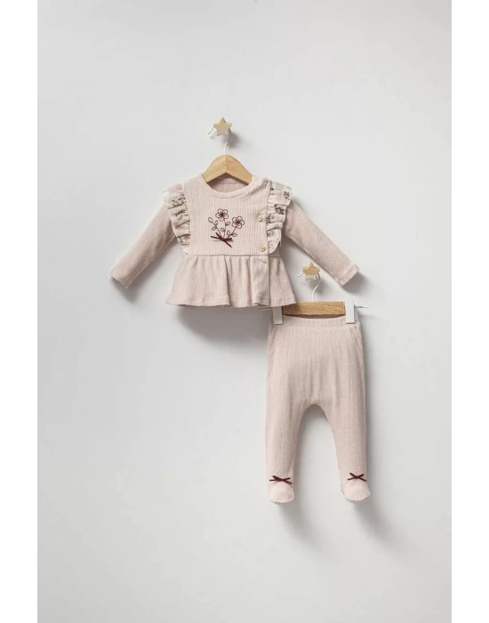 Baby Vintage Rose Zıbın Takım  Pudra