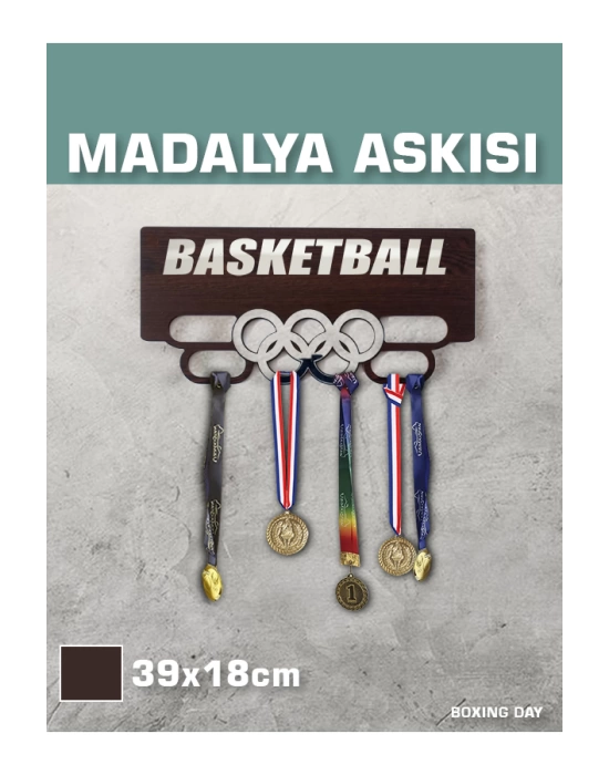 Basketbol Madalya Askısı, Basketball Sporcu Ödül Duvar Askılı Madalyalık Kahverengi Madalya Tutucu