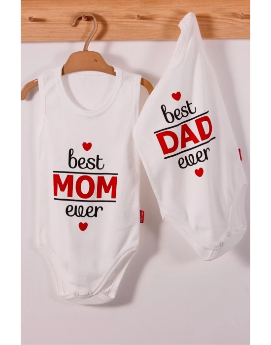 Best Mom Ve Dad Desenli Askılı Unisex Body