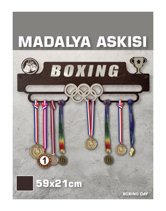 BOKS Madalya Askıs , BOXING Sporcu Ödül Duvar Askılı Madalyalık Kahverengi Madalya Tutucu