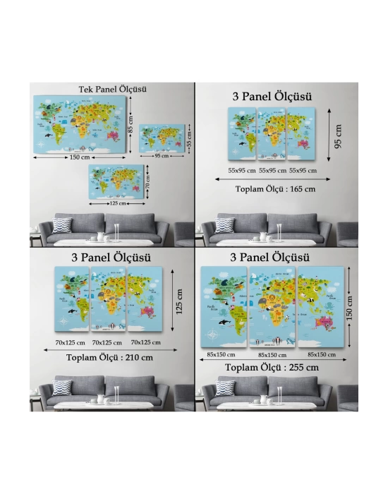 Çocuk Odası Hayvanlar Alemi Dünya Haritası 1007