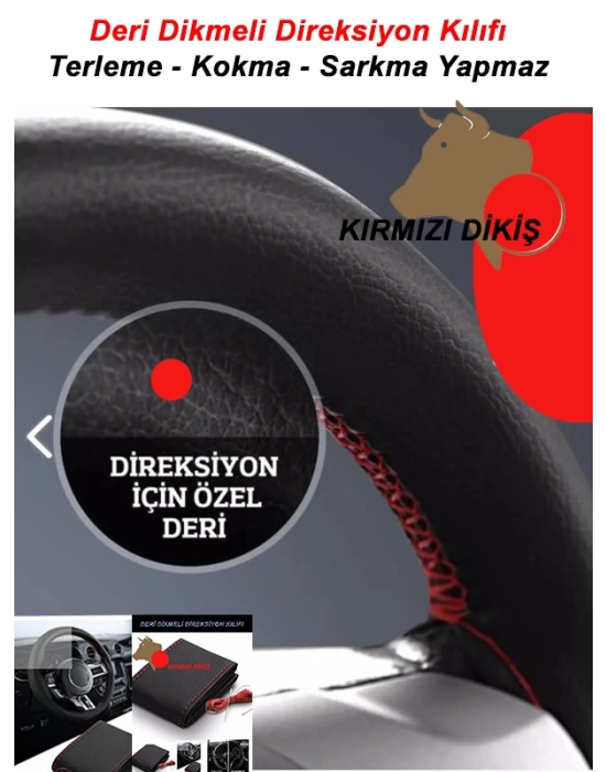 DAIHATSU TERIOS  uyumlu oto,araç  direksiyon kılıfı kırmızı dikiş