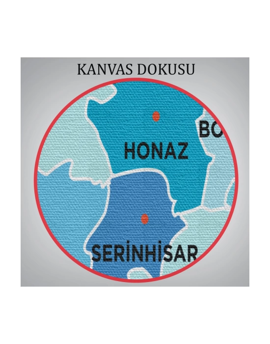 Denizli  İli ve İlçeler Haritası  Dekoratif Kanvas Tablo 1320