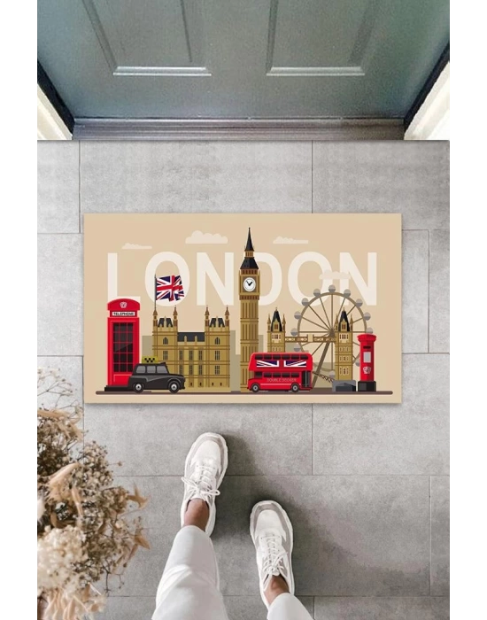 Dijital Baskı Bej London Temalı Paspas K-3020