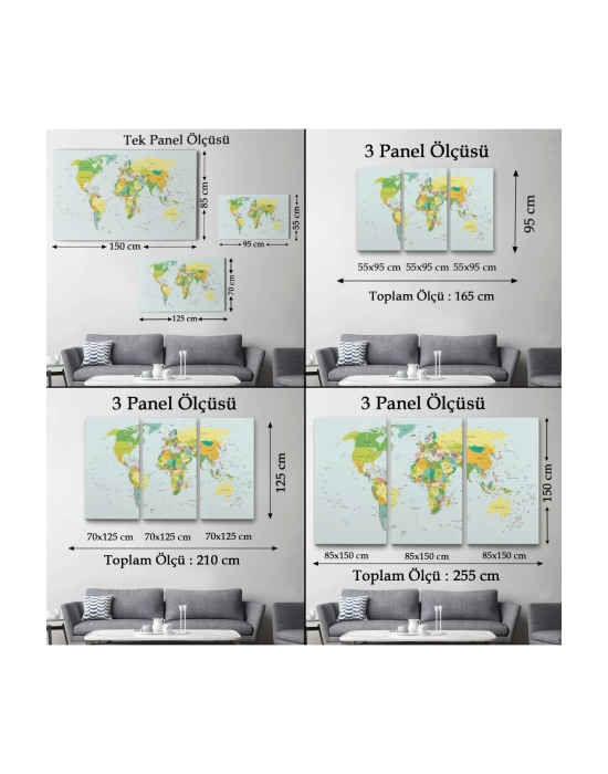 Dünya Haritası  Dekoratif Kanvas Tablo 1041