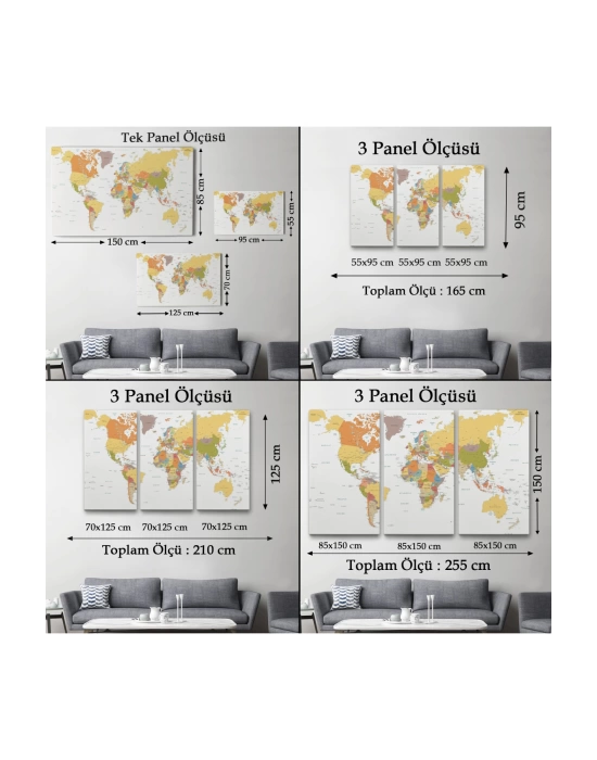 Dünya Haritası  Dekoratif Kanvas Tablo 1042