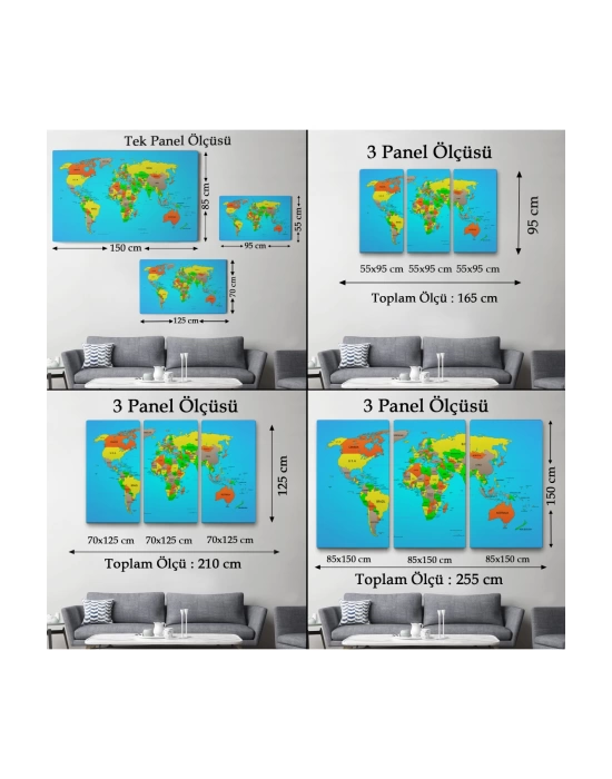 Dünya Haritası  Dekoratif Kanvas Tablo 1048