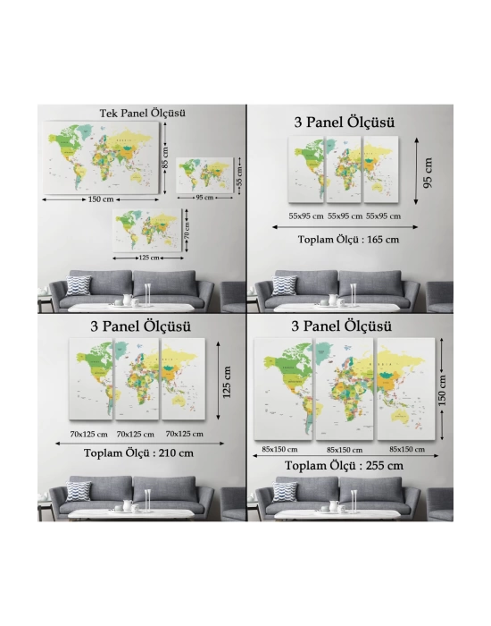 Dünya Haritası  Dekoratif Kanvas Tablo 1056