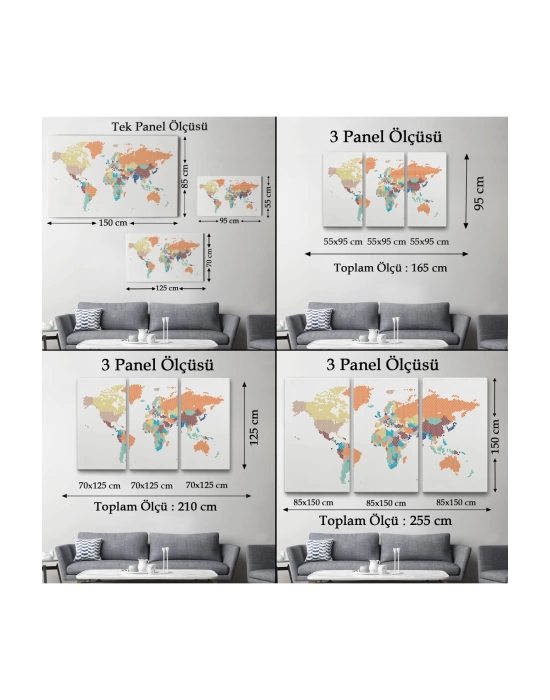 Dünya Haritası  Dekoratif Kanvas Tablo 1061