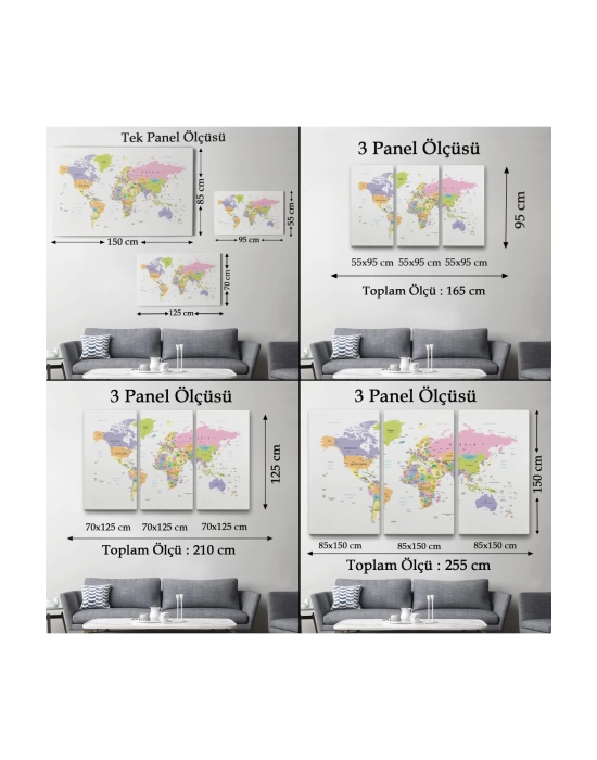 Dünya Haritası  Dekoratif Kanvas Tablo 1064