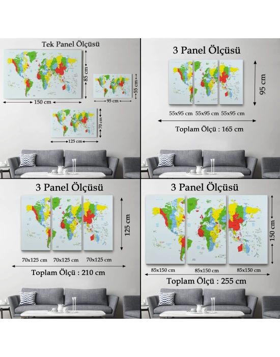 Dünya Haritası  Dekoratif Kanvas Tablo 1066