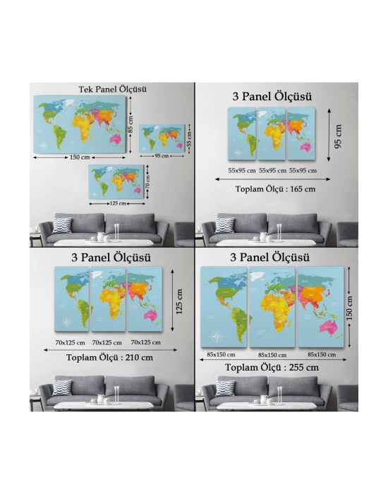 Dünya Haritası  Dekoratif Kanvas Tablo 1072