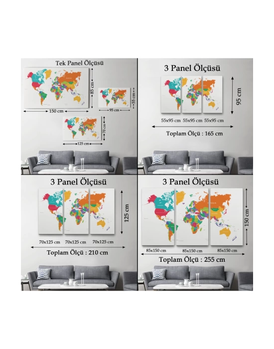 Dünya Haritası  Dekoratif Kanvas Tablo 1095