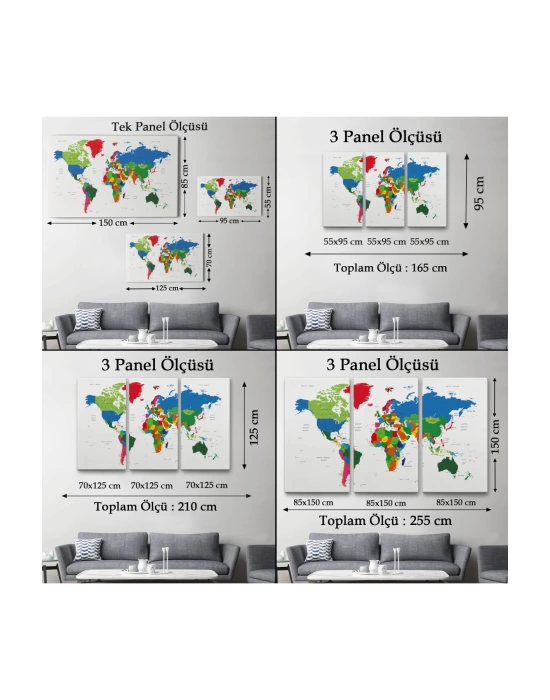 Dünya Haritası  Dekoratif Kanvas Tablo 1096