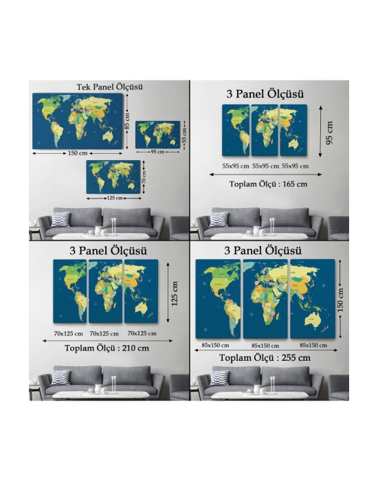 Dünya Haritası  Dekoratif Kanvas Tablo 1101