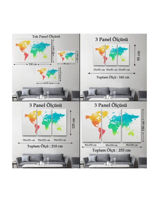 Dünya Haritası  Dekoratif Kanvas Tablo 1107
