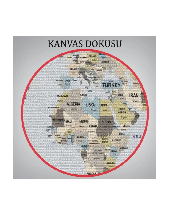 Dünya Haritası Kanvas Tablo  Ülke Başkent Detaylı ve Dekoratif 2597