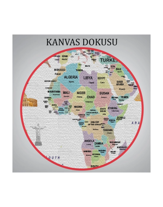 Dünya Haritası Ülke Bayraklı ve Başkentli Kanvas Tablo 1939