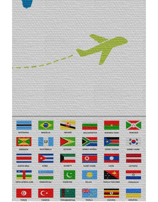 Duvar Örtüsü / Halısı Bayrak Detaylı Türkçe Güncel Dünya Haritası -3967
