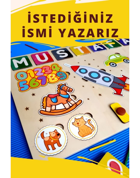 Eğitici Ahşap Yap Boz Oyuncak (HAYVANLAR, SAYİLAR VE ARAÇ ŞEKİLLER) Puzzle Yapboz