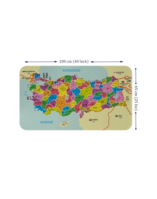 Eğitici - Öğretici Dünya ve Türkiye Haritası Çocuk Odası Duvar Sticker-60x105-3885