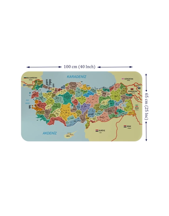 Eğitici - Öğretici Dünya ve Türkiye Haritası Çocuk Odası Duvar Sticker-60x105-3888