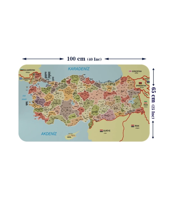 Eğitici - Öğretici Dünya ve Türkiye Haritası Çocuk Odası Duvar Sticker-60x105-3890