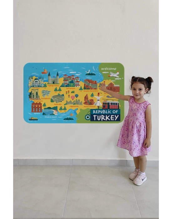 Eğitici ve Öğretici Cocuk Odası Türkiye Haritası Duvar Sticker-60x105-3871