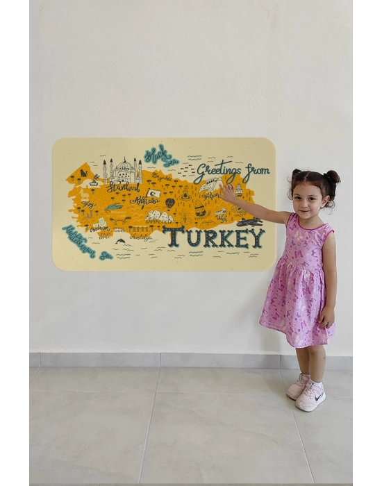 Eğitici ve Öğretici Cocuk Odası Türkiye Haritası Duvar Sticker-60x105-3872