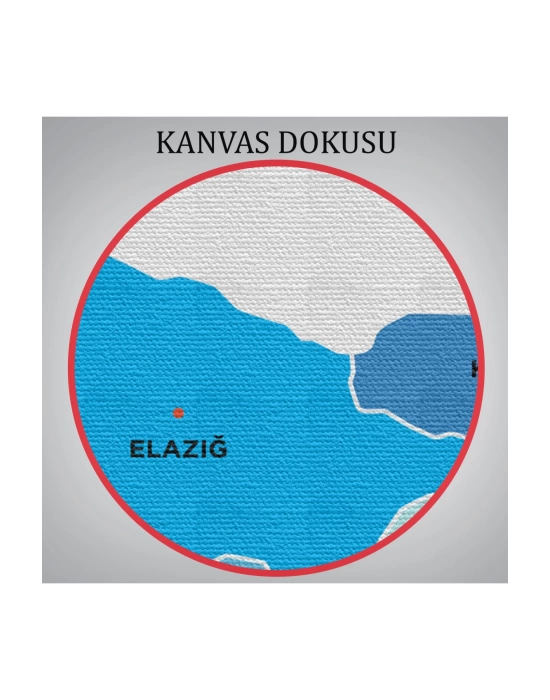 Elazığ  İli ve İlçeler Haritası  Dekoratif Kanvas Tablo 1332