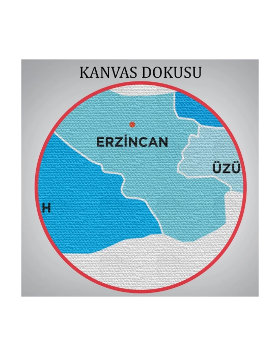 Erzincan  İli ve İlçeler Haritası  Dekoratif Kanvas Tablo 1335