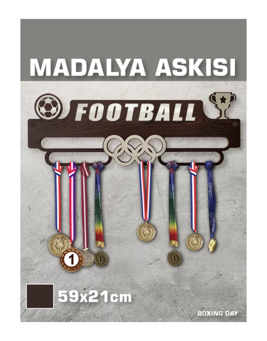 FUTBOL Madalya Askısı, Football Sporcu Ödül Duvar Askılı Madalyalık Kahverengi Madalya Tutucu