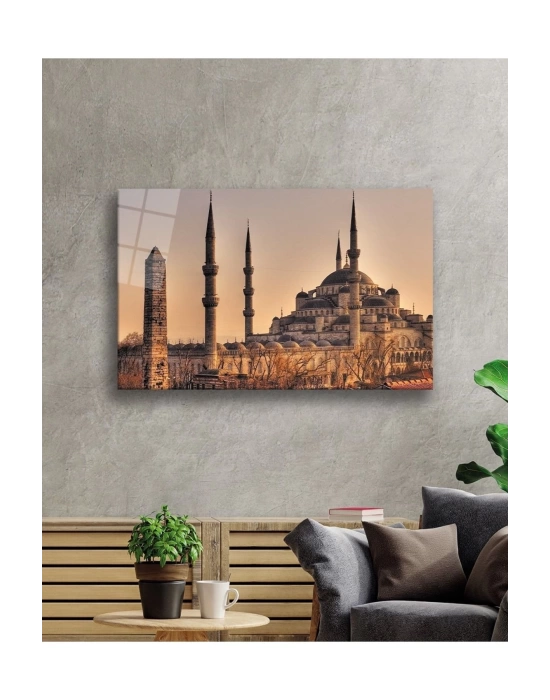 Istanbul Sultan Ahmet Camii Manzara 4mm Dayanıklı Cam Tablo Temperli Cam