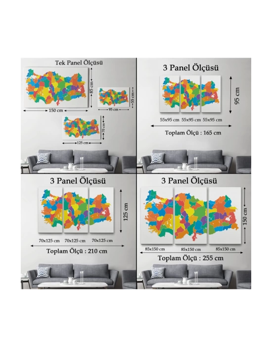Kanvas Türkiye Haritası  Dekoratif Tablo 1099