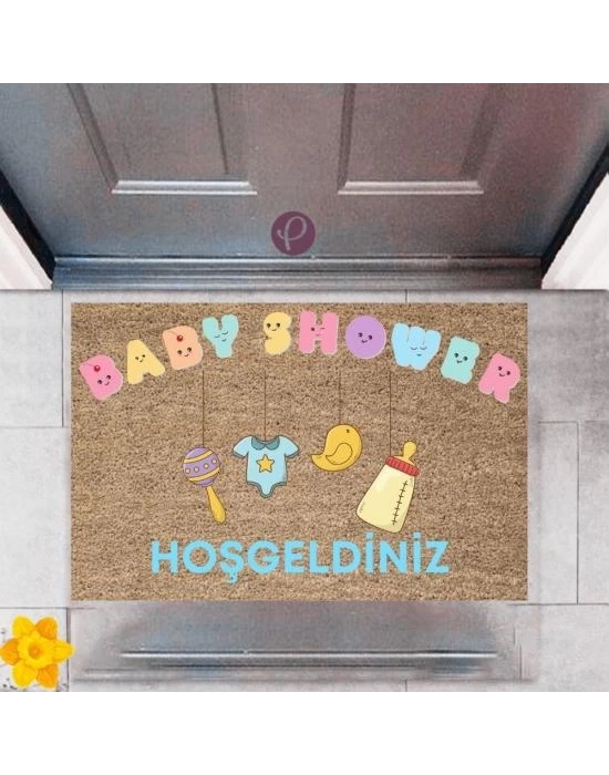 Kapı Önü Paspası Dekoratif Dijital Baskı Baby Shower P-2487