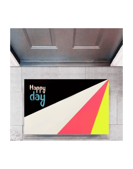 Kapı Önü Paspası Dekoratif Dijital Baskı Happy Day P-2322