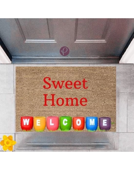 Kapı Önü Paspası Dekoratif Dijital Baskı Sweet Home P-2463