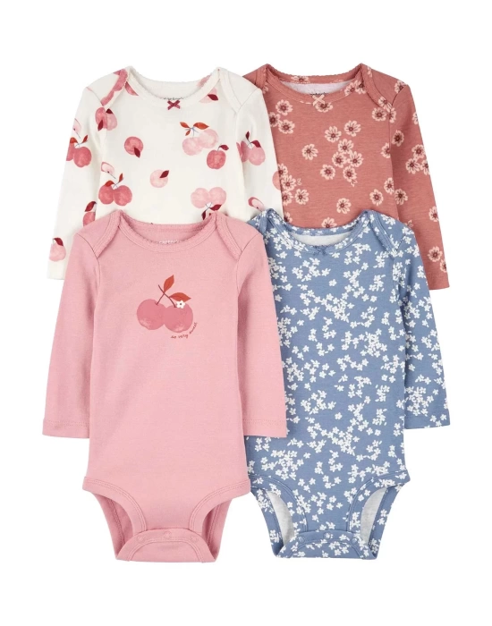 Kız Bebek Uzun Kollu Body Set 4lü Paket Renkli