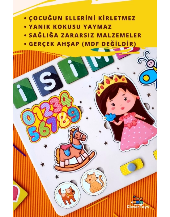 Kız çocuk Eğitici Oyuncak Kişiselleştirilebilir. Montessori Tak Çıkar Ahşap Puzzle Yapboz